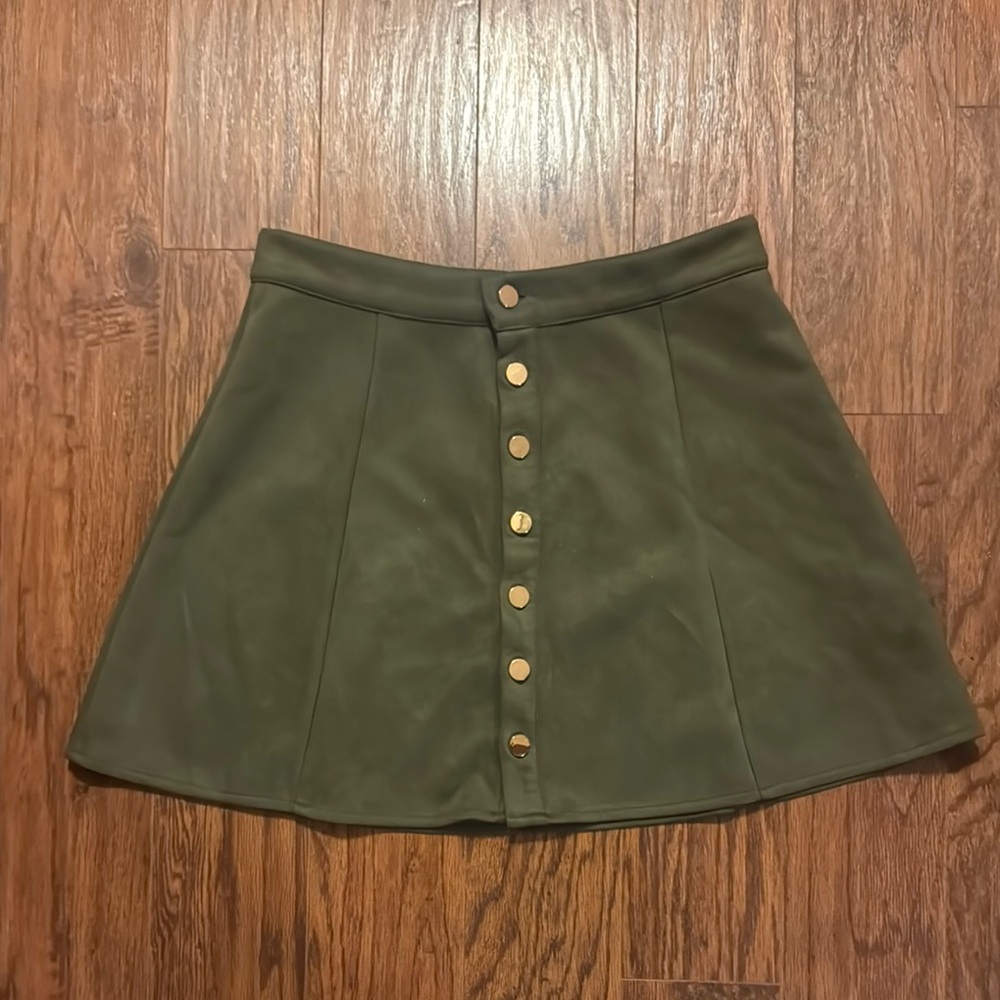 Olive Button-Up Women's Skirt